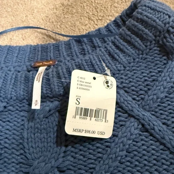 Free People Blue Cable Knit Dream Sweater - Picture 5 of 7